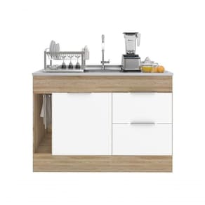 Balcão Flex 1,20M Para Pia Ferrara Carvalho Oak/Branco