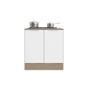 Balcão Cooktop 0,80Cm C/ Tampo Grifo Carvalho Oak/Branco