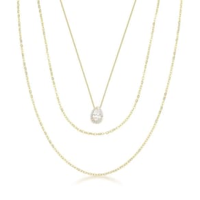 Colar Triplo Com Pingente De Gota Em Zircônia E Banho De Ouro 18k