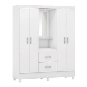 Guarda Roupa Capelinha Lord 4 Portas Flex Branco Com Espelho - Demóbile Branco