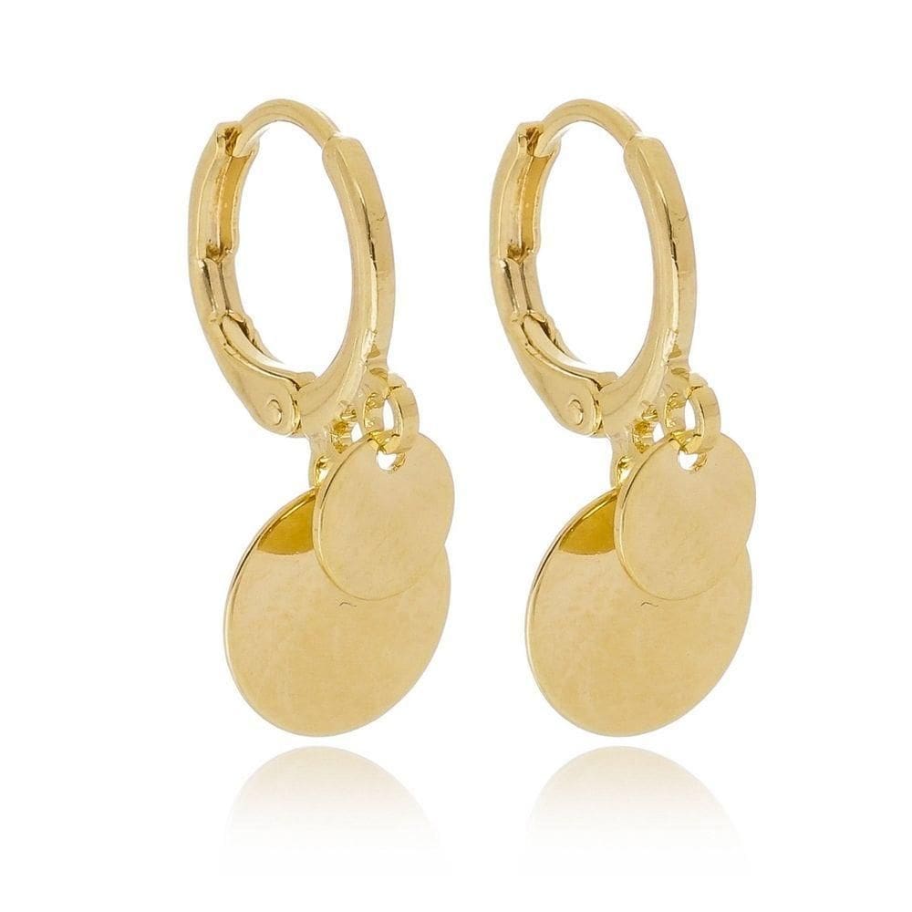 Brinco Argola Banhado A Ouro 18k Com Chapinhas