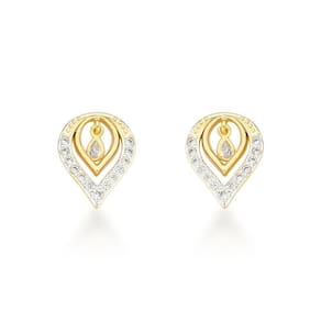 Brincos Elegantes Banhados A Ouro 18k Com Detalhes Em Zircônia