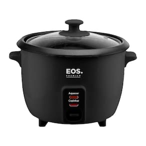 Panela Elétrica de Arroz 8 Xícaras EOS Premium Pratic Tampa de Vidro Preto EPA08P 220V