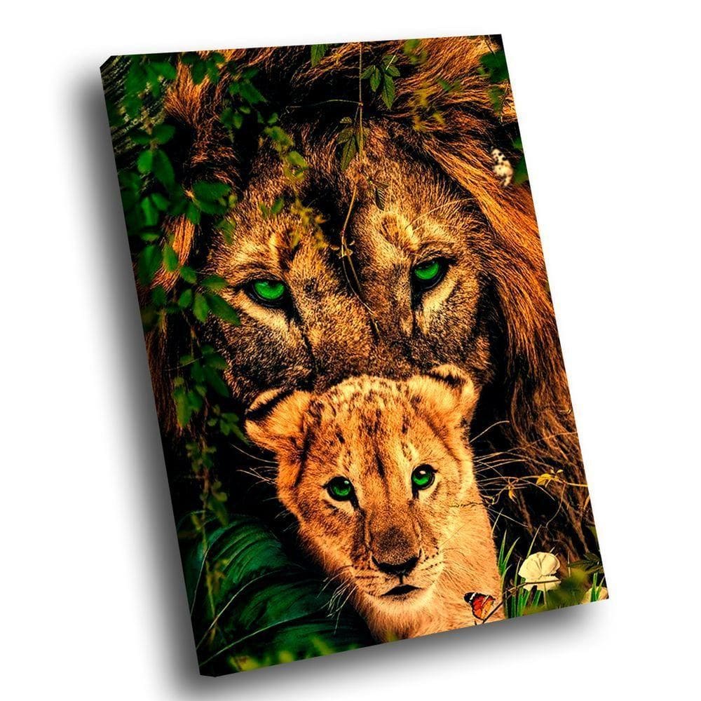 Quadro Leões Da Selva Colorido -- Br Artes
