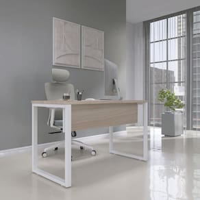 Mesa para Escritório Industrial 90cm Pe25 Nogueira/Branca