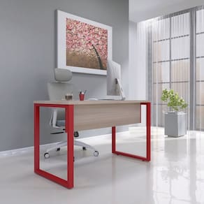 Mesa Madeira 134cm X 60cm M134/60p25 Nogueira/Vermelho