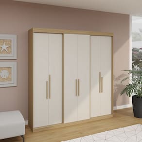 Guarda Roupa Casal 6 Portas Lugano Cedro/Off White