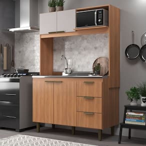 Cozinha Compacta Sofia 4 Portas e 3 Gavetas Freijó