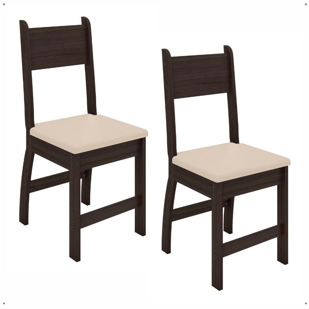Jogo 2 Cadeiras Milano MDF Resistente Estofado Confortável Fácil Limpeza Sala jantar Cozinha Retrô