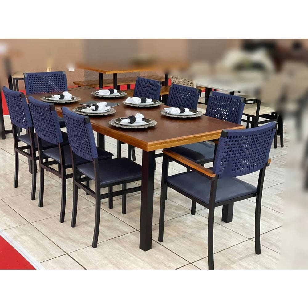 Conjunto para Área Gourmet 8 Cadeiras 2,0x0,90m - Athenas - Paonanda Decor