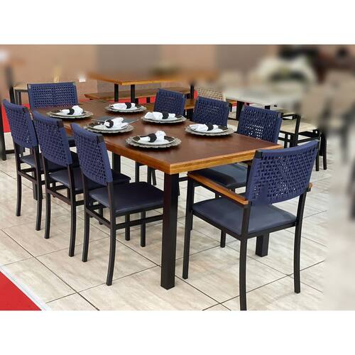 imagem-Conjunto para Área Gourmet 8 Cadeiras 2,0x0,90m - Athenas - Paonanda Decor - Preto