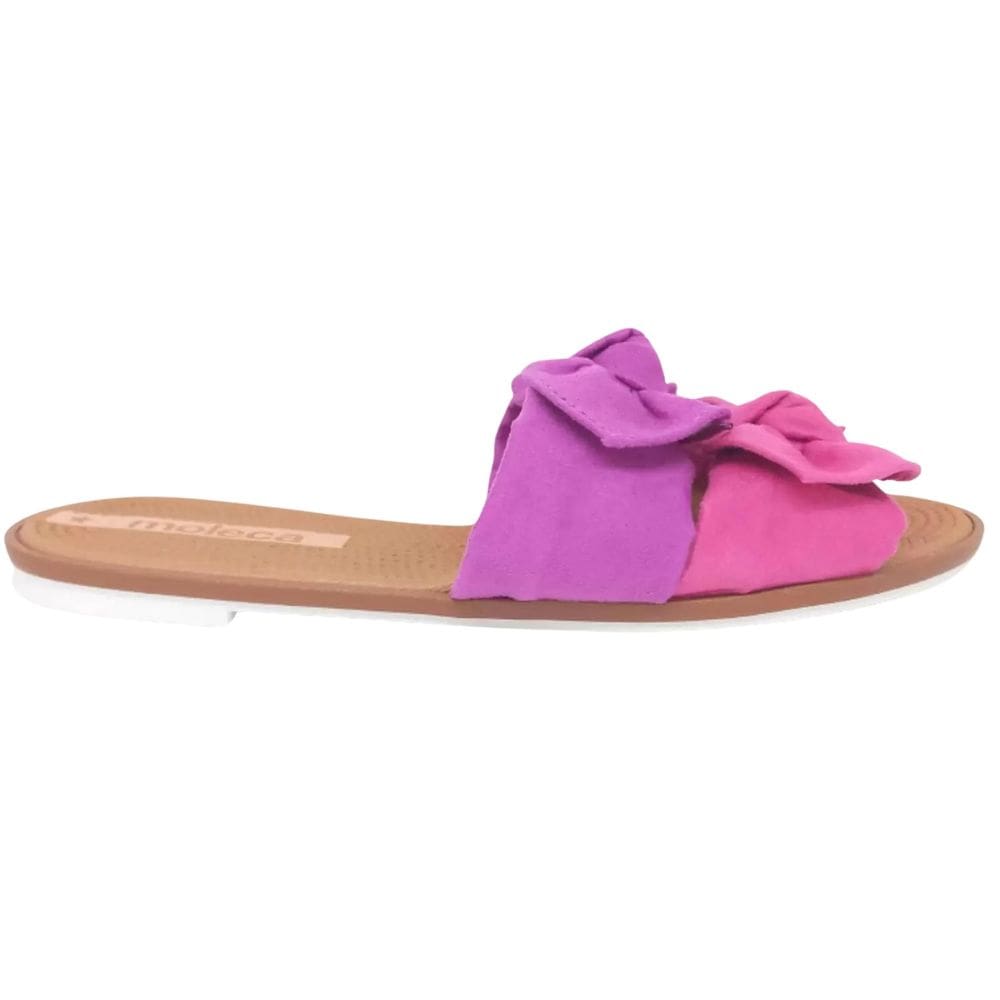 Chinelo Moleca Rasteiro Duas Tiras Feminino Roxo Rosa