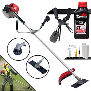 Cortador de Grama À Gasolina CG520-P TB 52cc 2,2HP de Potência 10.000rpm Roçadeira Profissional Com Faca 2 Pontas e Carretel de Nylon + ÓLEO TOYAMA 2T