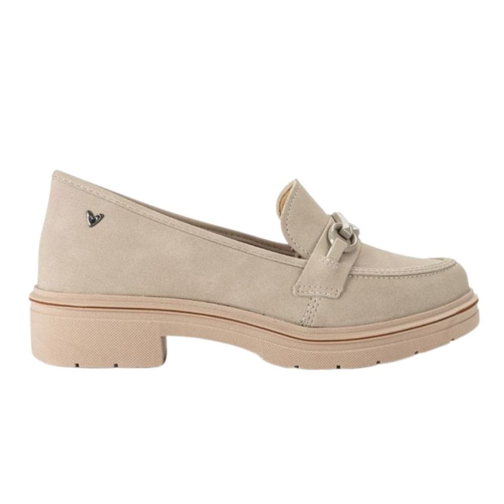 Mocassim Mississipi Salto Baixo Corrente Feminino Marfim
