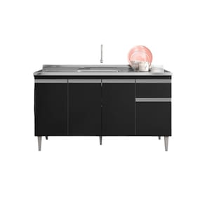 Balcão de Cozinha Tatiane 150cm Preto S/Tampo - AJL Móveis