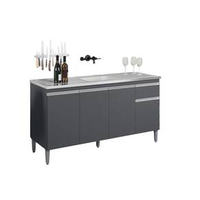 Balcão de Cozinha Tatiane 150cm Cinza S/Tampo - AJL Móveis