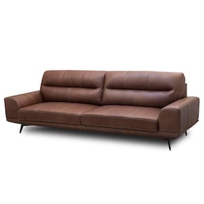 Sofá 3 Lugares Para Sala Living 216cm Niton L08 Couro Marrom - Mpozenato