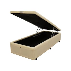 Box Baú Castor Solteiro Vellus Bege 100x200x35cm