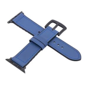 Pulseira Apple Watch 38/40/41 mm, Couro, Linha Pampas, Originais iPlace, Azul Marinho