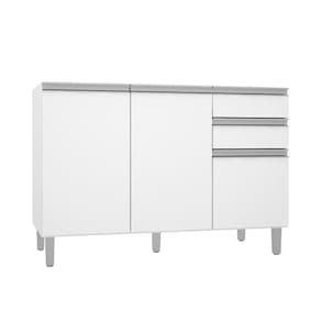 Balcão 3 Portas 2 Gavetas Sem Tampo Para Cuba Branco