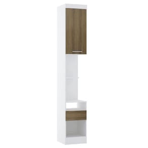Mesa De Cabeceira Alta 38cm 1 Porta E 1 Gaveta Alpes Luciane Móveis Branco Pf Com Avelã Pf