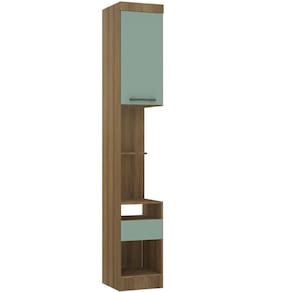 Mesa De Cabeceira Alta 38cm 1 Porta E 1 Gaveta Paris Luciane Móveis Avelã Pf Com Verde Pf