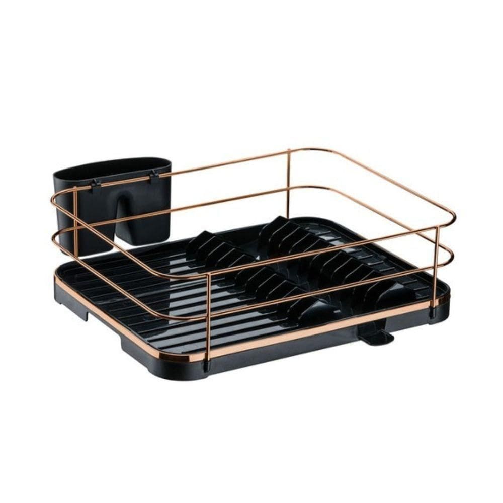 Escorredor De Louças Em Plástico Originale Future Preto E Rose Gold