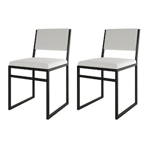 Kit 2 Cadeiras De Jantar Industrial Isa Assento Corino Branco