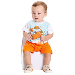 Conjunto Bebê Menino Camiseta Caranguejo e Bermuda Saruel