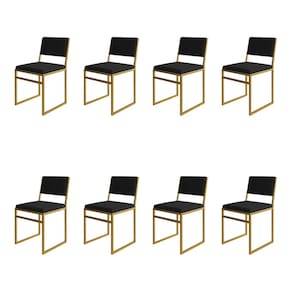 Kit 8 Cadeiras De Jantar Industrial Isa Assento Veludo Preto Base Dourado