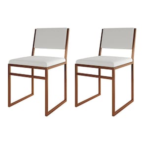Kit 2 Cadeiras De Jantar Industrial Isa Assento Corino Branco Base Cobre