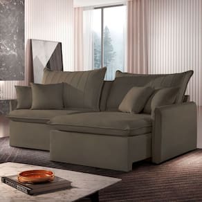 Sofá Cama Retrátil e Reclinável 180cm Colibri Cabecasa Madeiramadeira Cinza Rústico