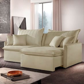 Sofá Cama Retrátil e Reclinável 260cm Colibri Cabecasa Madeiramadeira Bege