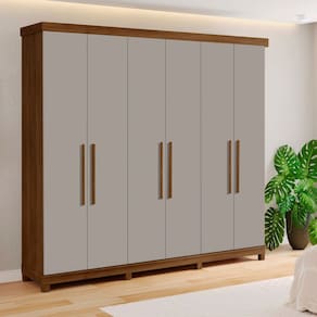 Guarda-roupa Valencia 6 Portas 100% Mdf Nogueira/Gianduia