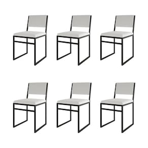Kit 6 Cadeiras De Jantar Industrial Isa Assento Corino Branco