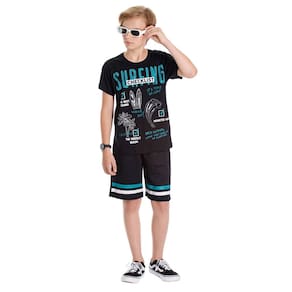 Conjunto Infantil Menino Camiseta Surfing e Bermuda Listrada