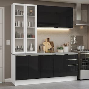 Armário de Cozinha Completa 190cm Branco/Preto Lux Madesa 02