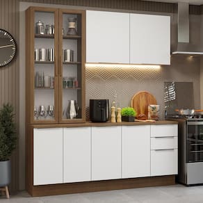 Armário de Cozinha Completa 190cm Rustic/Branco Stella Madesa 03