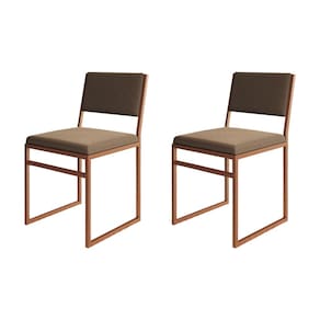 Kit 2 Cadeiras De Jantar Industrial Isa Assento Veludo Marrom Base Cobre