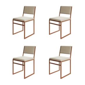 Kit 4 Cadeiras De Jantar Industrial Isa Assento Veludo Bege Base Cobre