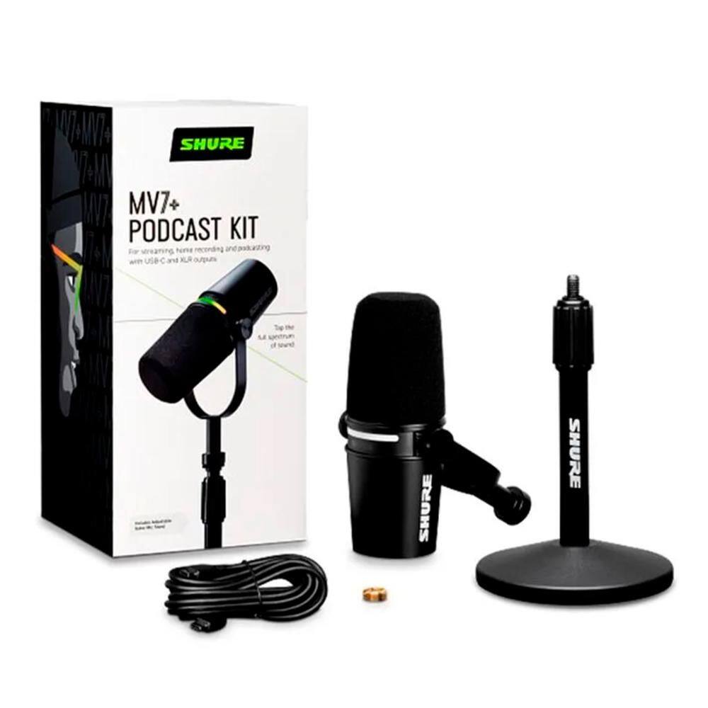 SHURE MV7 PODCAST KIT マイク Kit Microfone Digital para Podcast Shure MV7+ | Casas Bahia