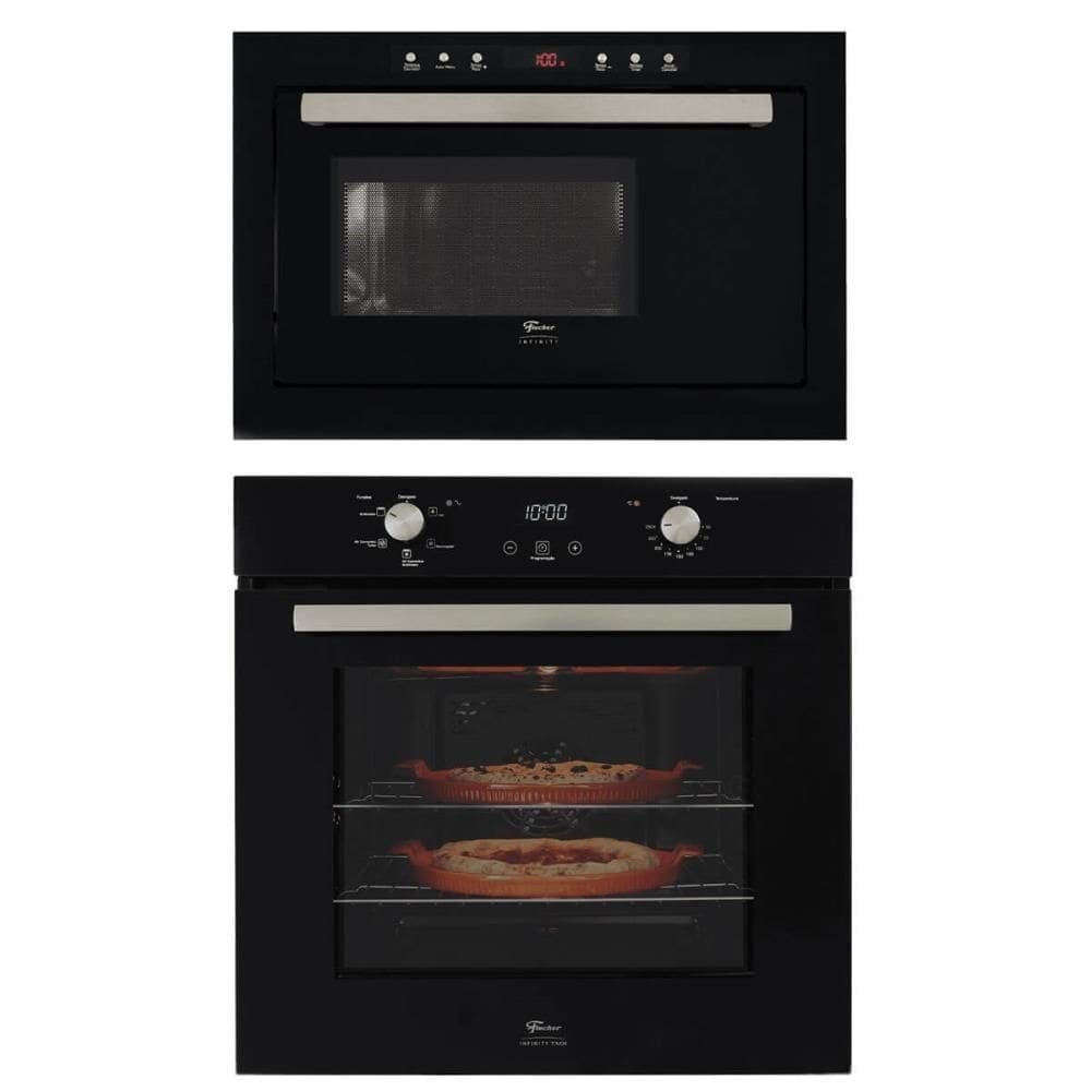 Kit Forno Elétrico Fischer Infinity Embutir 82L Com Air Fryer + Micro-Ondas 25l Preto 220v