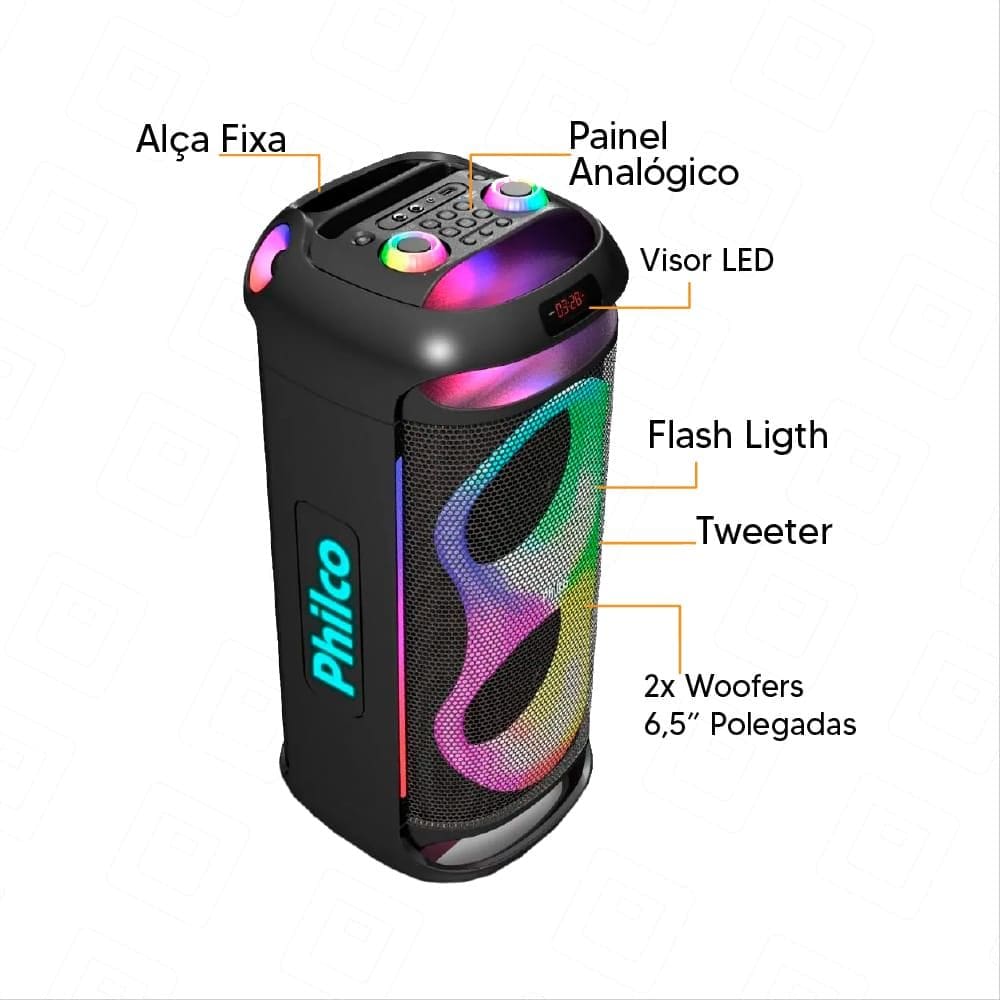 パピコs Caixa de Som Philco PCX6702 Portátil Bluetooth | Casas Bahia