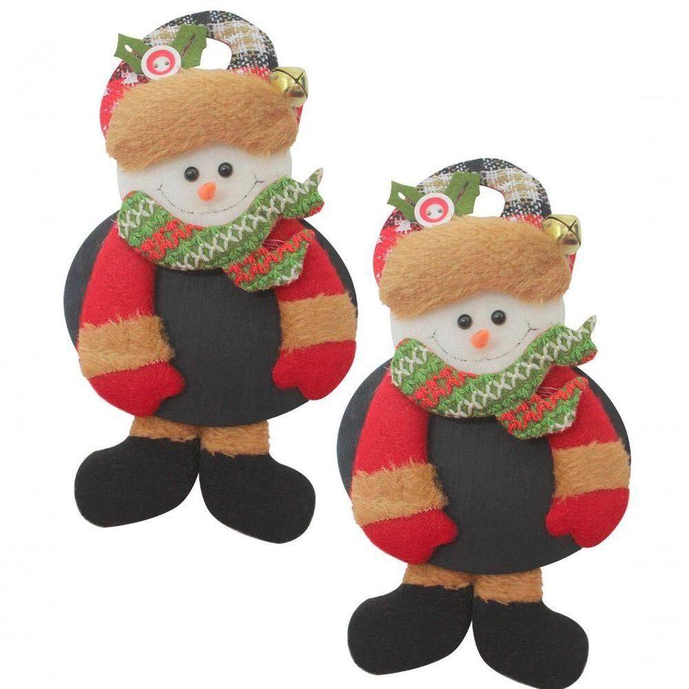 Kit 8 Enfeite Pendente Natal Com Lousa Boneco De Neve 18cm