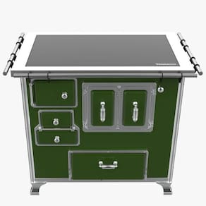 Fogão a Lenha Tradicional Venâncio Gab Nº2 Vitrocerâmico Verde s/ Tampa Porta Dupla Direito - 35948