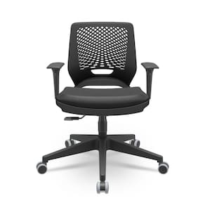 Cadeira Beezi Giratoria Vinil Relax C/ Braço Preto Plaxmetal