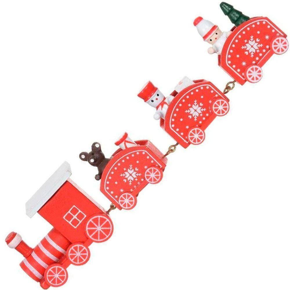 Decoração Trem De Natal Locomotiva Enfeite De Madeira 19cm