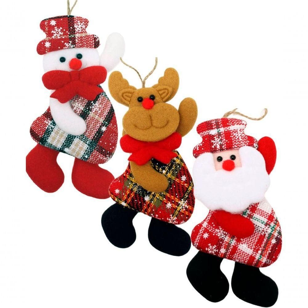 Kit 27 Pendente Natalino Boneco De Neve Papai Noel Rena 18cm