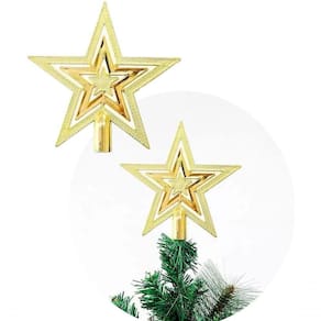 Ponteira Estrela Vazada Para árvore De Natal Dourada De 19cm