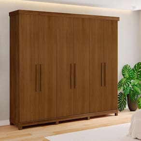 Guarda-roupa Valencia 6 Portas 100% Mdf Nogueira